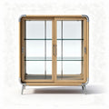 Glass display cabinet with wooden frame and metal accents 80 x 40 x 100cm