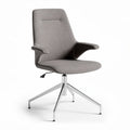 Modern swivel chair in grey fabric with chrome base for office use