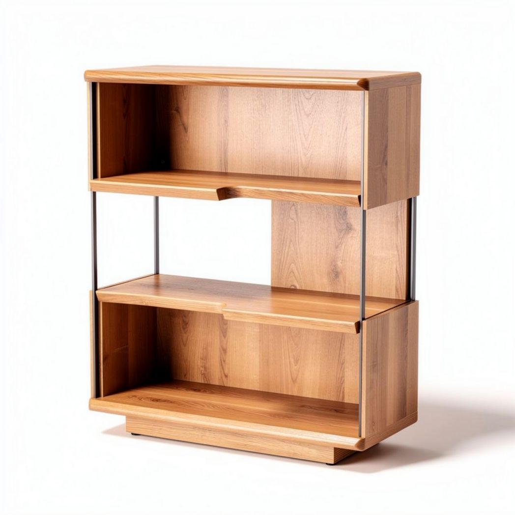 Wooden bookshelf with metal frame modern design 80 x 40 x 100cm