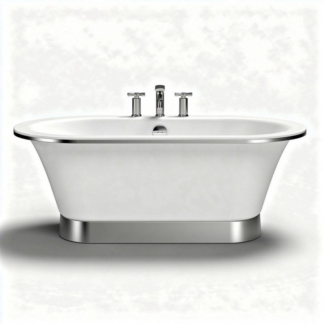 Freestanding oval soaking bathtub made of acrylic with chrome faucet 170 x 75 x 60cm