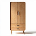 Natural wood storage cabinet with two doors and two drawers 60 x 40 x 130cm