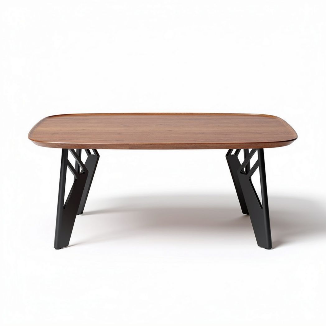 Wood and metal coffee table with stylish legs 48 x 24 x 18 inches